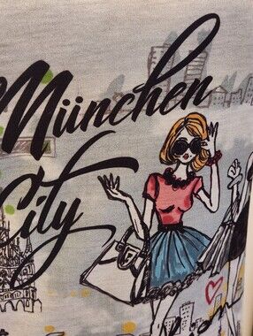 Safon München City Graphic Tee — White With Pink & Blue Illustration